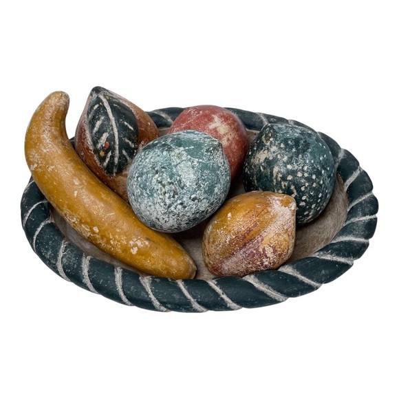 Other - Hand Painted 7 Pieces Terracotta Fruit Bowl Rustic Vintage Vibe Center piece